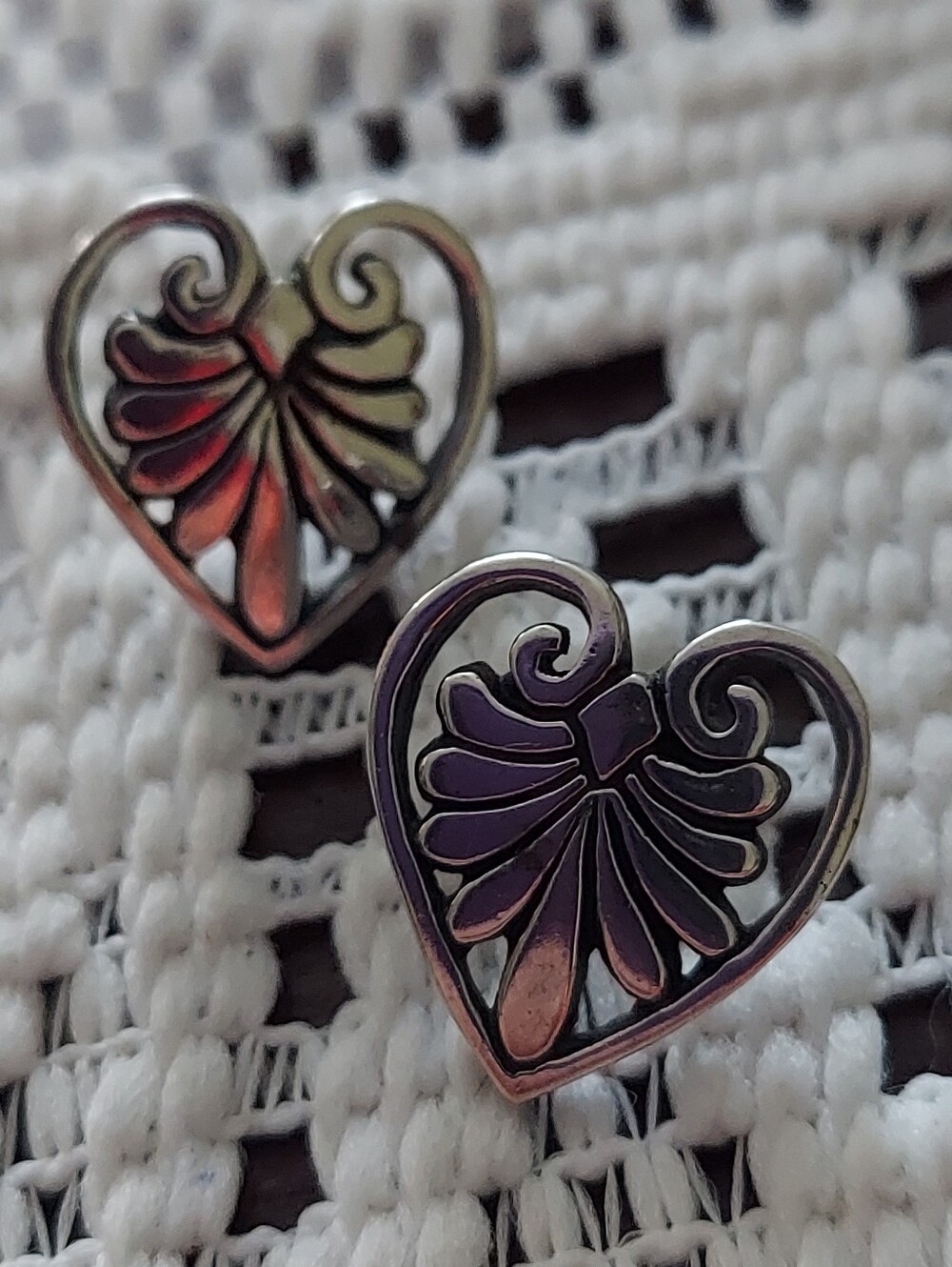 Sterling Silver Filigree Heart Posts - Picture 5 of 5
